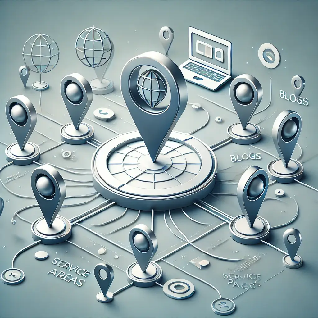 An artistic image depicting the website as the central hub for all digital marketing strategies